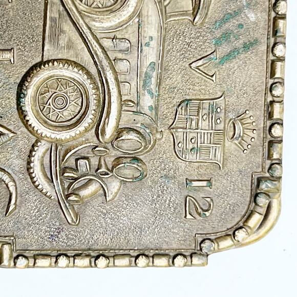 CADILLAC V12  belt buckle vintage brass England Bay State Jewelry Patina - Picture 8 of 8